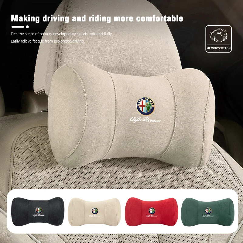 Car Neck Protection Pillow Headrest Memory Cotton Lumbar Support For Alfa Romeo Giulietta Mito 159 Giulia Stelvio 156 147 Tonale