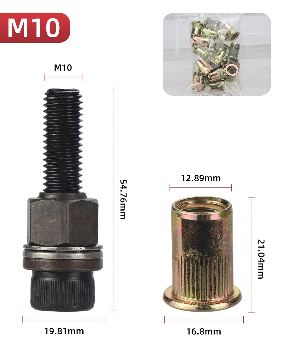 M3 M4 M5 M6 M8 M10 M12 Hand Rivet Nut Head Set Round Nut Tool Manual Riveter Rivnut Tool Accessory