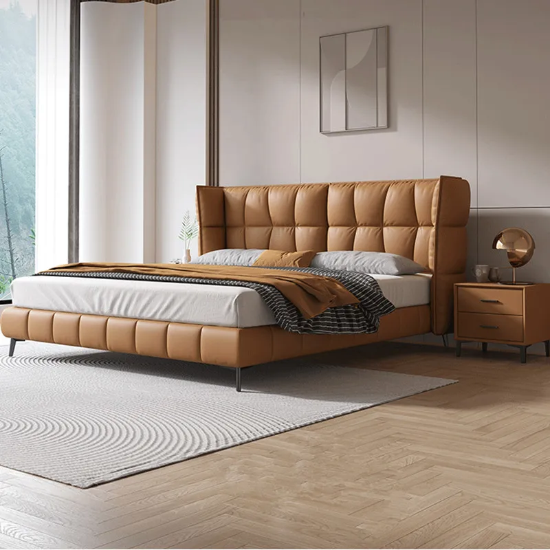 

#Customized Modern Italian Luxury Style Design Leather Upholstered Bed Soild Wooden Bed Double Bed Bedroom Set
