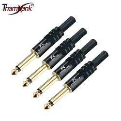 10 pz telefono Unbalance Jack 6.35mm 3 poli Stereo maschio spina assemblaggio connettori filo placcatura senza intoppi altoparlante Audio con molla