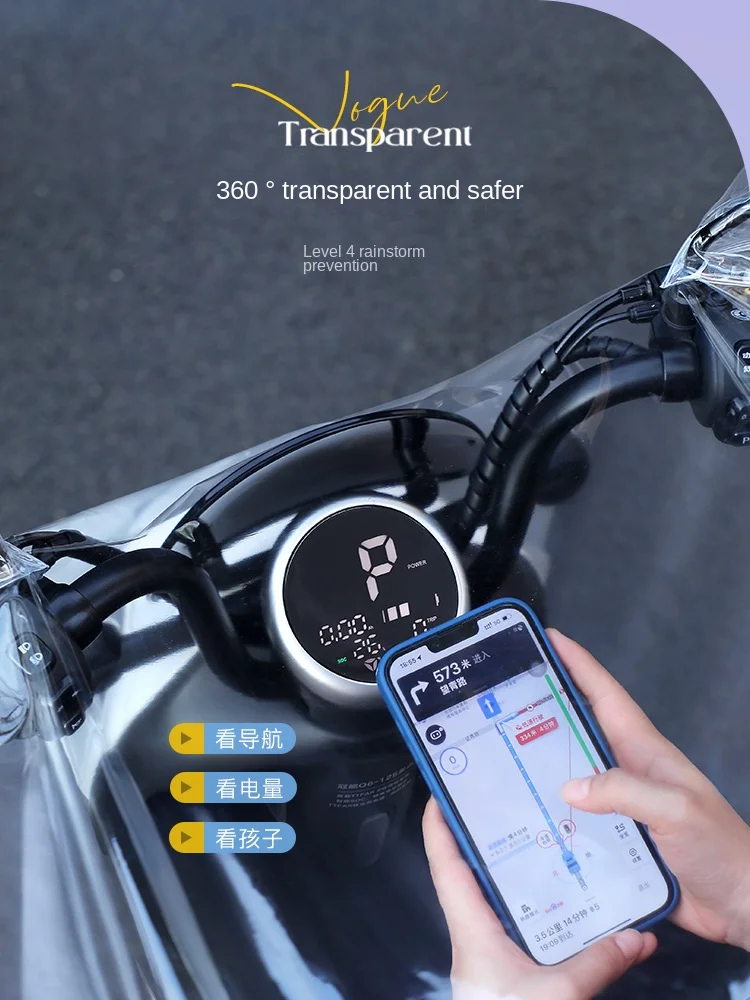 Driving Fully Transparent Raincoat for Men and Women Electric Vehicle PVC High Transparency Outdoor Cycling Visual Navigation