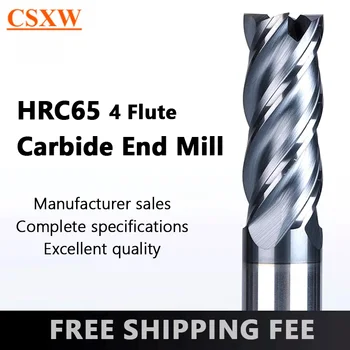 เครื่องกัดทังสเตนสำหรับงานกัดคาร์ไบด์ HRC65เคลือบ tialn 4ขลุ่ย68 12ก้านเครื่องมือโลหะเครื่องกัดเราเตอร์ดอกกัด