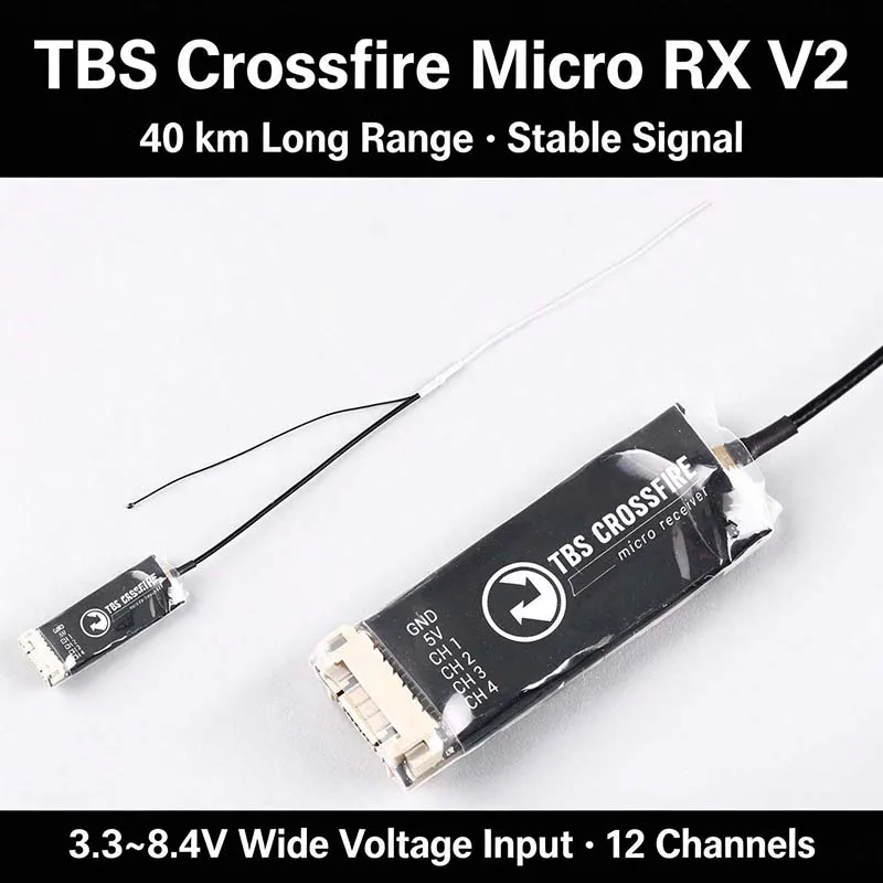 TBS Crossfire Micro RX V2 Receiver—Micro Receiver, 40 km, Flexible Antenna