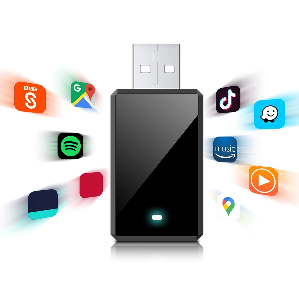

Wired To Wireless Carplay & Android Auto Mini Adapter Bluetooth-Compatible 5.0 WiFi for Factory Wired Carplay Android Auto Cars