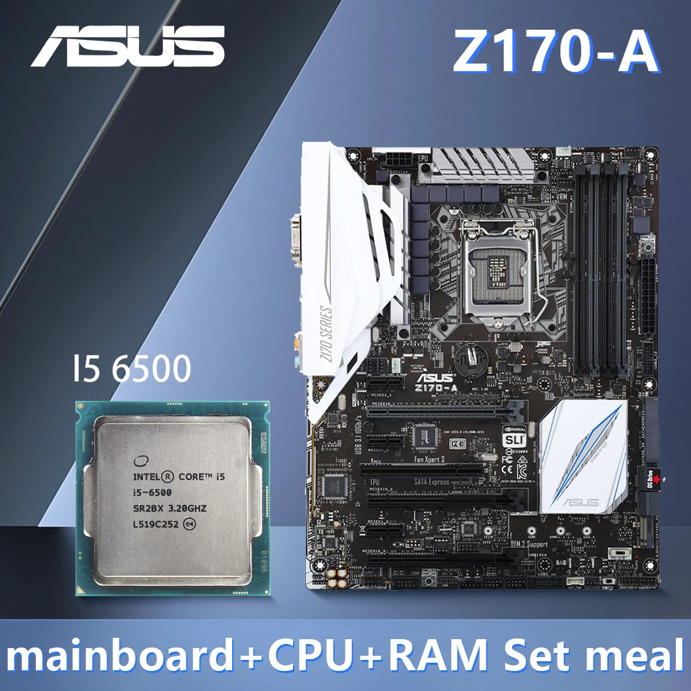 

ASUS Z170-A Motherboard with i5 6500 CPU Supports LGA 1151 i3 7100 CPU, Intel Z170, 4xDDR4 64GB ,PCI-E3.0 6xSATA III USB3.1 ATX.