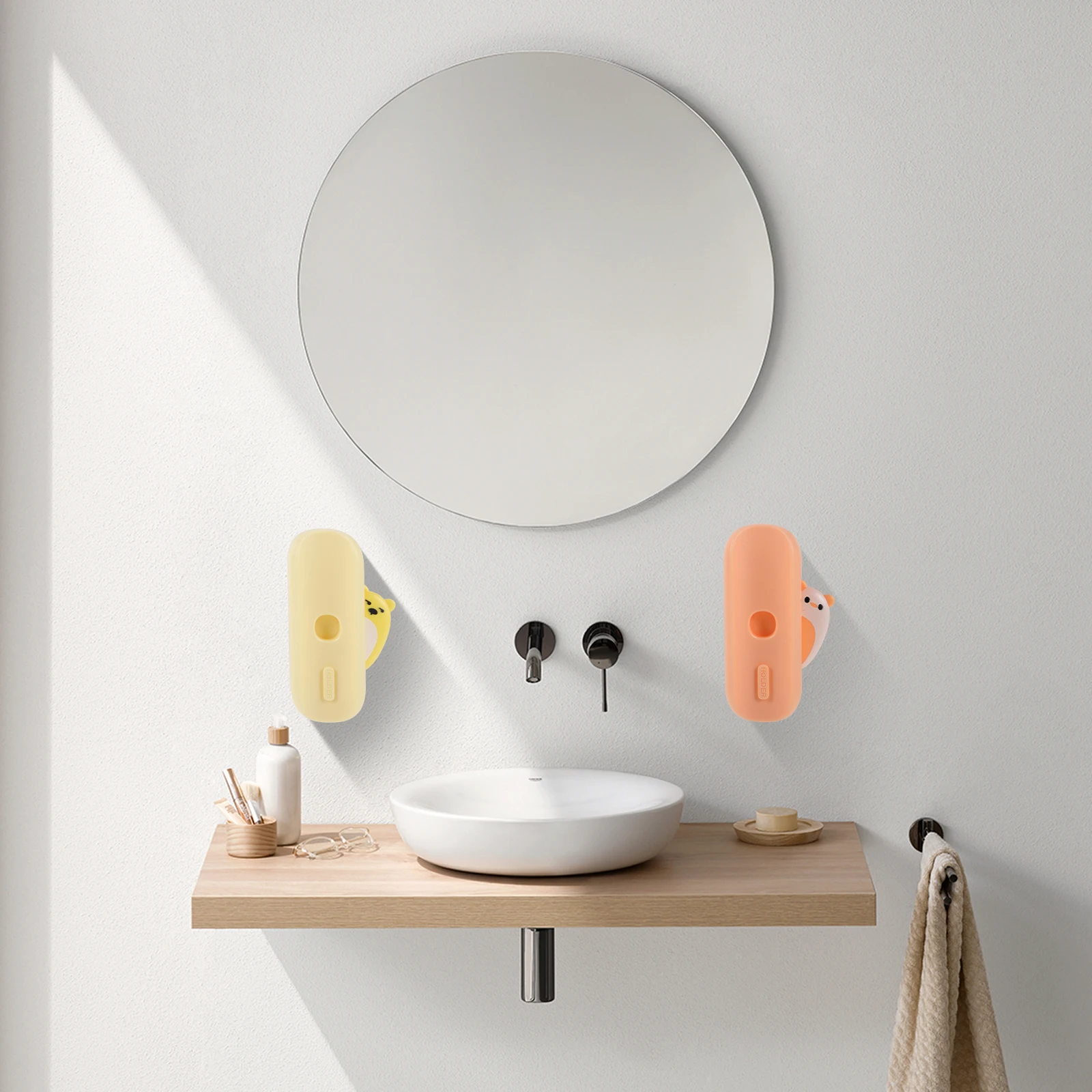 

Toothbrush Holders Wall Mounted Magnetic Storage Rack for Bathrooms Electric Brush Organizer Space Saving ABS Material Long Term