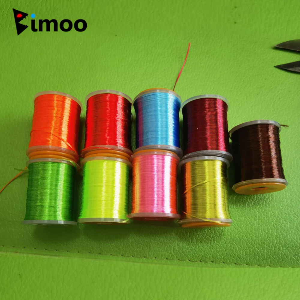 Bimoo 100 jardów 200D High Light Fly Tying Thread UV Floss Yarn for Nymph Streamer Bass Trout Fishing Lures FlyTying Material