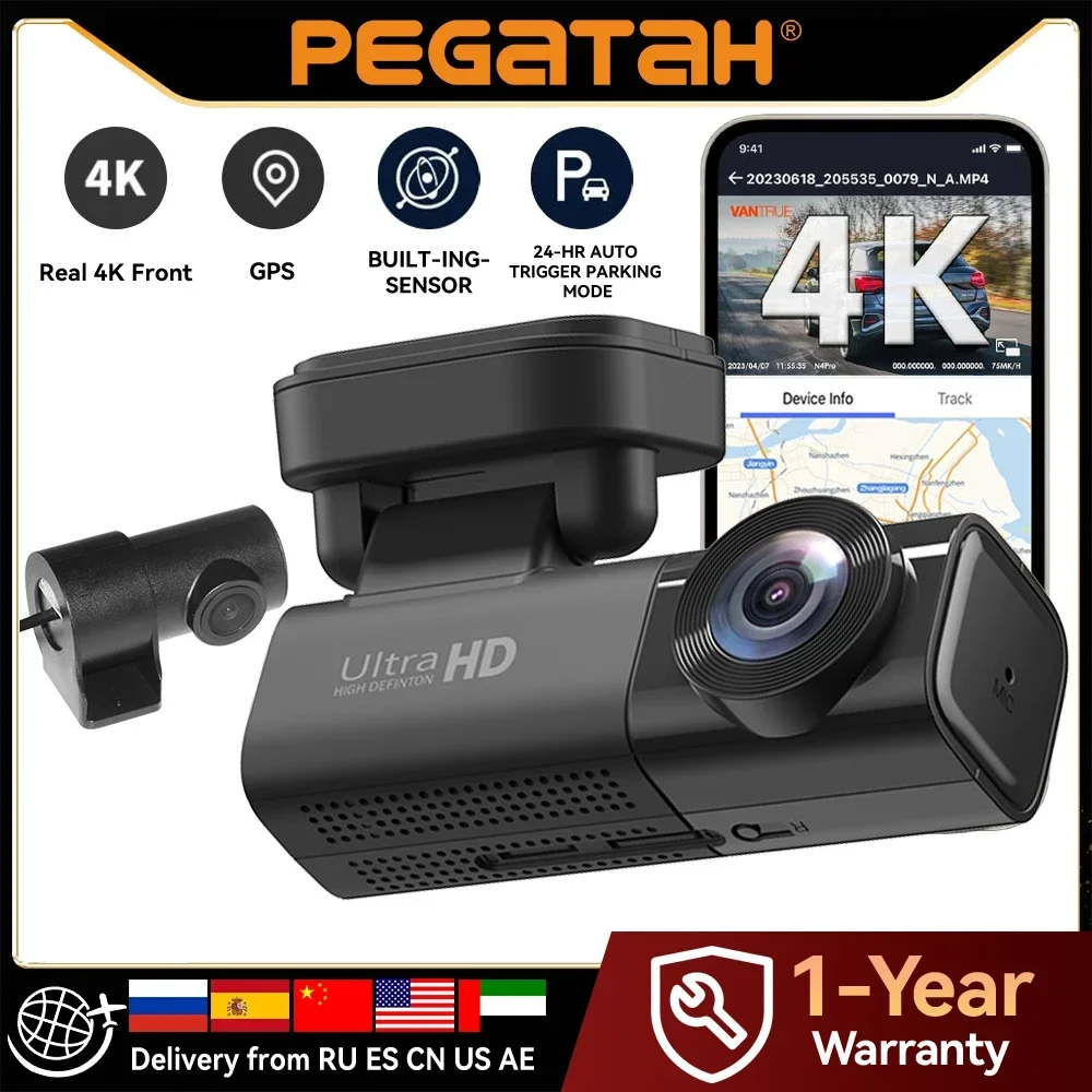 4G LTE Dashcam GPS Remote Connection Live-View 4K Dual Lens Car Camera 24/7 Parking Collision Warning Car Video Recorder