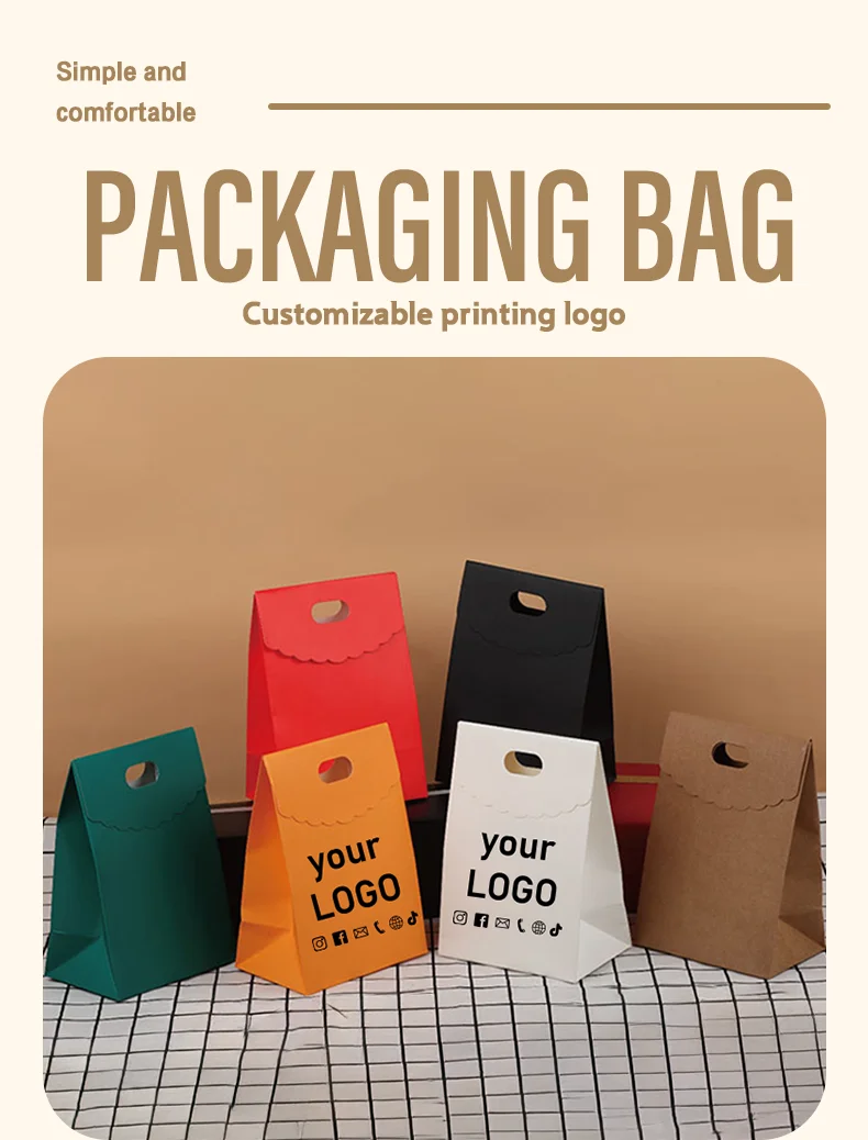 20 Stück dicke, hochwertige Geschenktüten aus Kraftpapier, geeignet für Kekse und Süßigkeiten, ideal für Eid, mit anpassbarem Logo. – Detail 1
