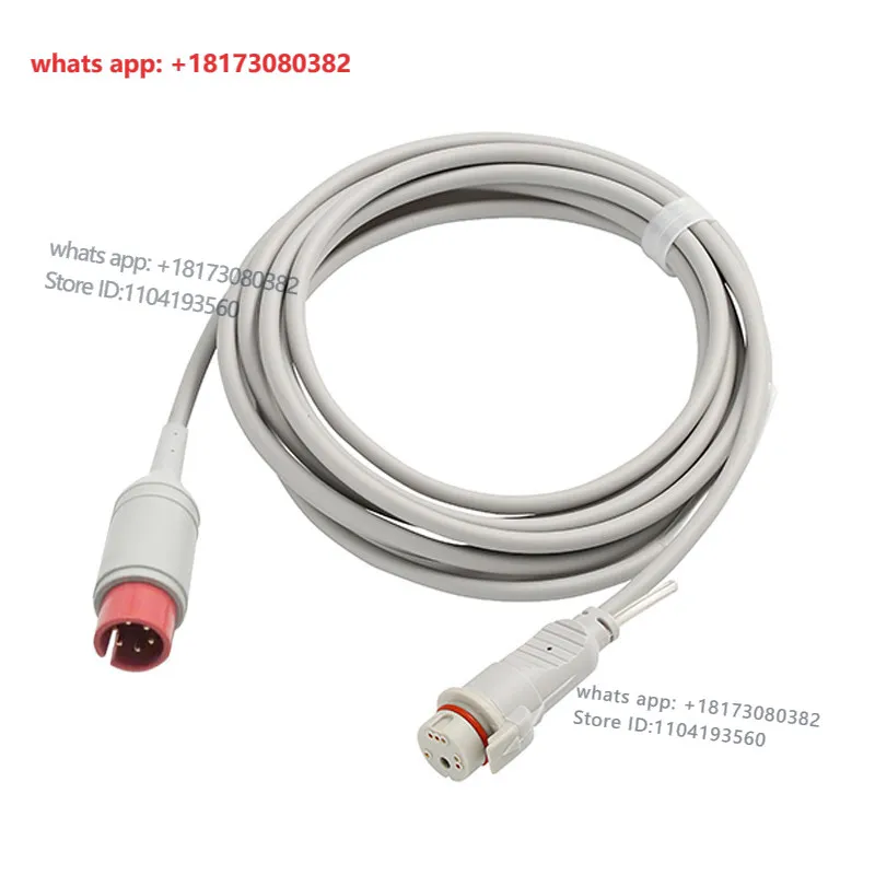 6-pin adapter cable has invasive pressure to Abbott UIT/Braun and other pressure sensor cables adapter cable