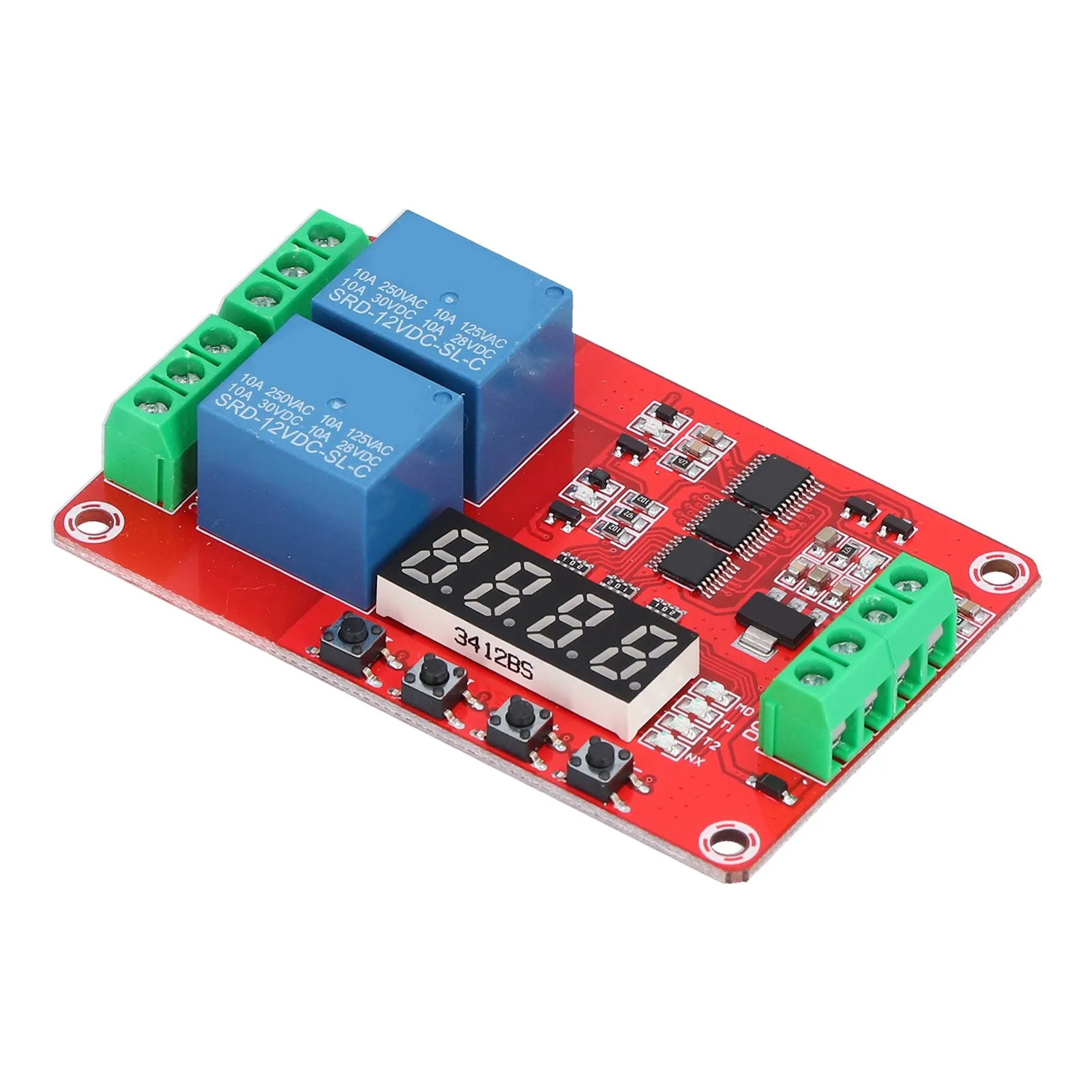 Time Delay Relay Multi Functional 2-Channel Self Lock Cycle Timing Module Board12V