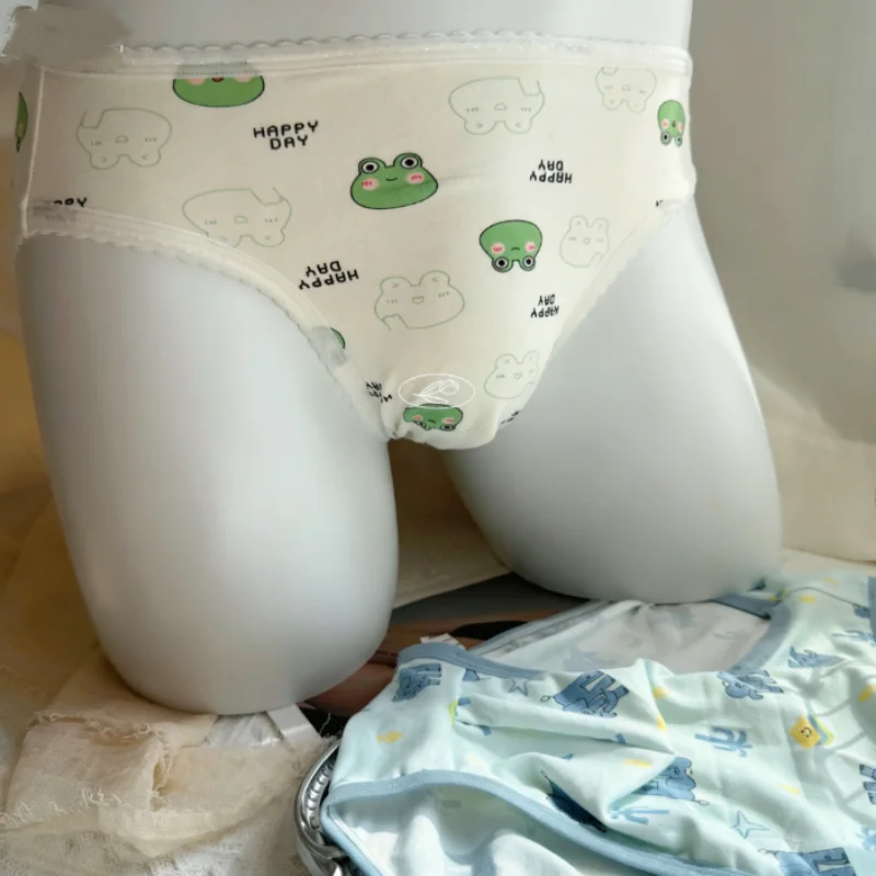 ?Men's Pure Cotton Cartoon Printed Underwear Comfortable Breathable Sports Briefs Sissy Soft Skin Friendly Lingerie Daily Wear?