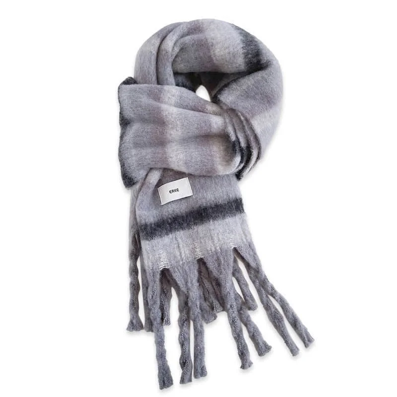 Scarf for Women Vintage Striped Cashmere-like Female Scarf Korean Style Winter Keep Warm and Prevent Cold Shawl