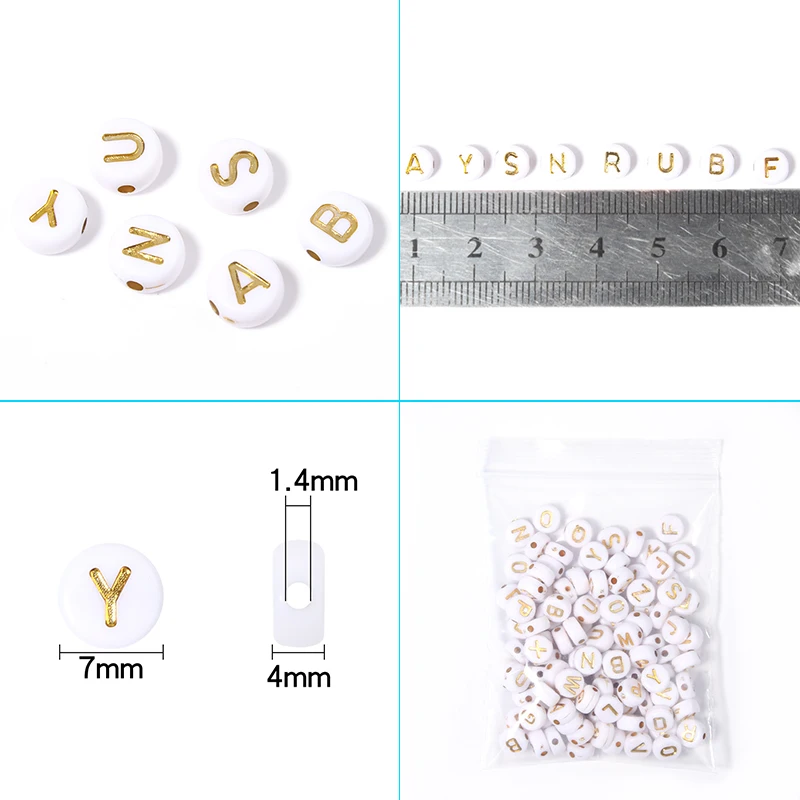 100pcs/Lot Mixed Round Flat Acrylic Letter Beads Alphabet Digital Cube Loose Spacer Beads For Jewelry Making Diy Bracelet