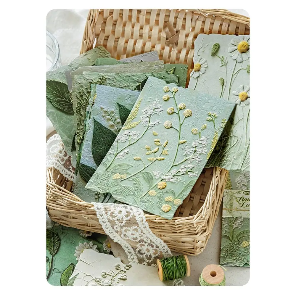 23PCS Multicolor Vintage Reliefs Paper Paper Floral Relief Scrapbooking Decorative Paper Accessories DIY Stationery Paper