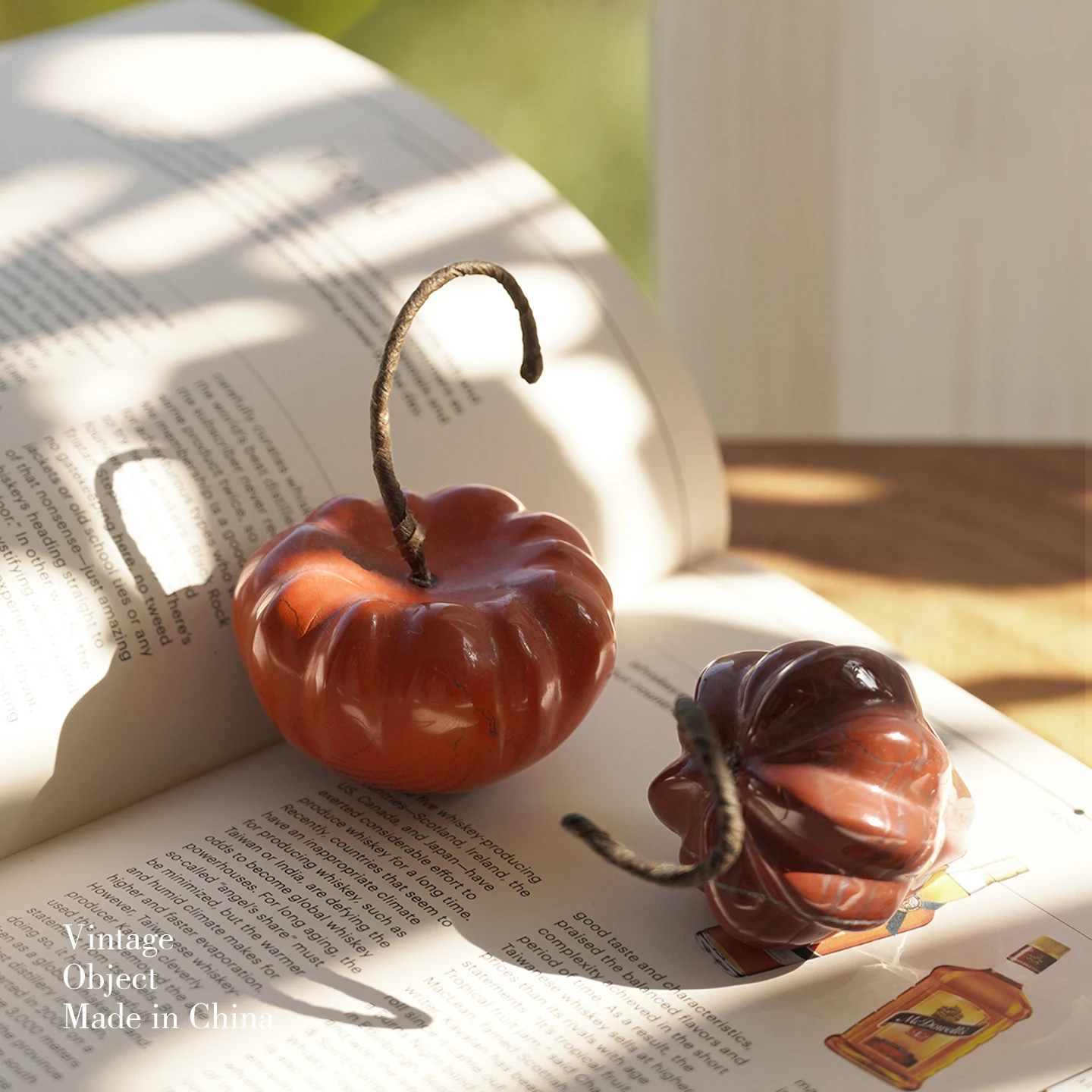 

European Retro Natural Red Stone Simulation Fruit Ornaments Model Room Desktop Creative Pumpkin Cherry Small Ornaments
