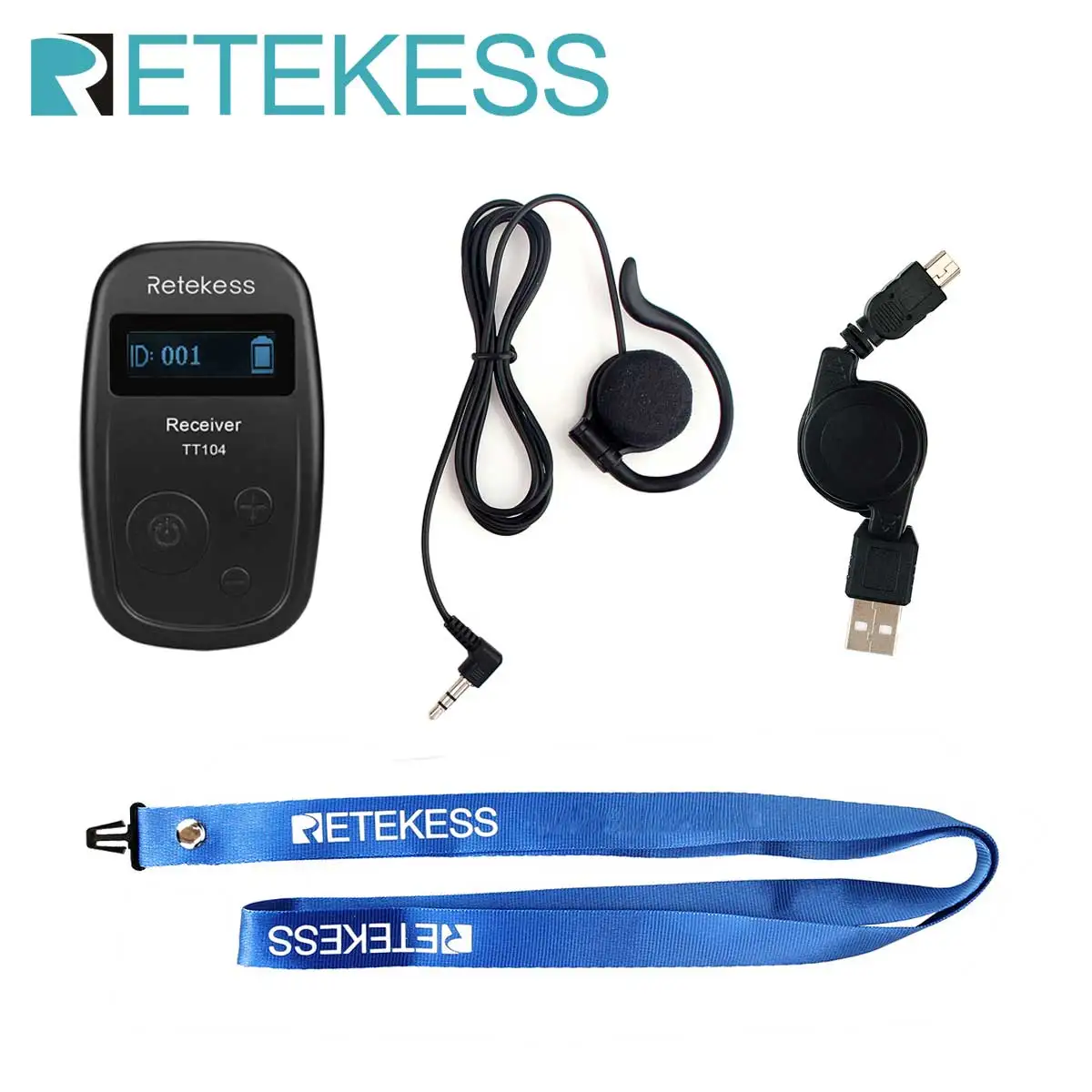 

Retekess TT104 UHF Portable Wireless Audio Receiver With single earphone For Tour Guide System Meeting Church Interpretation