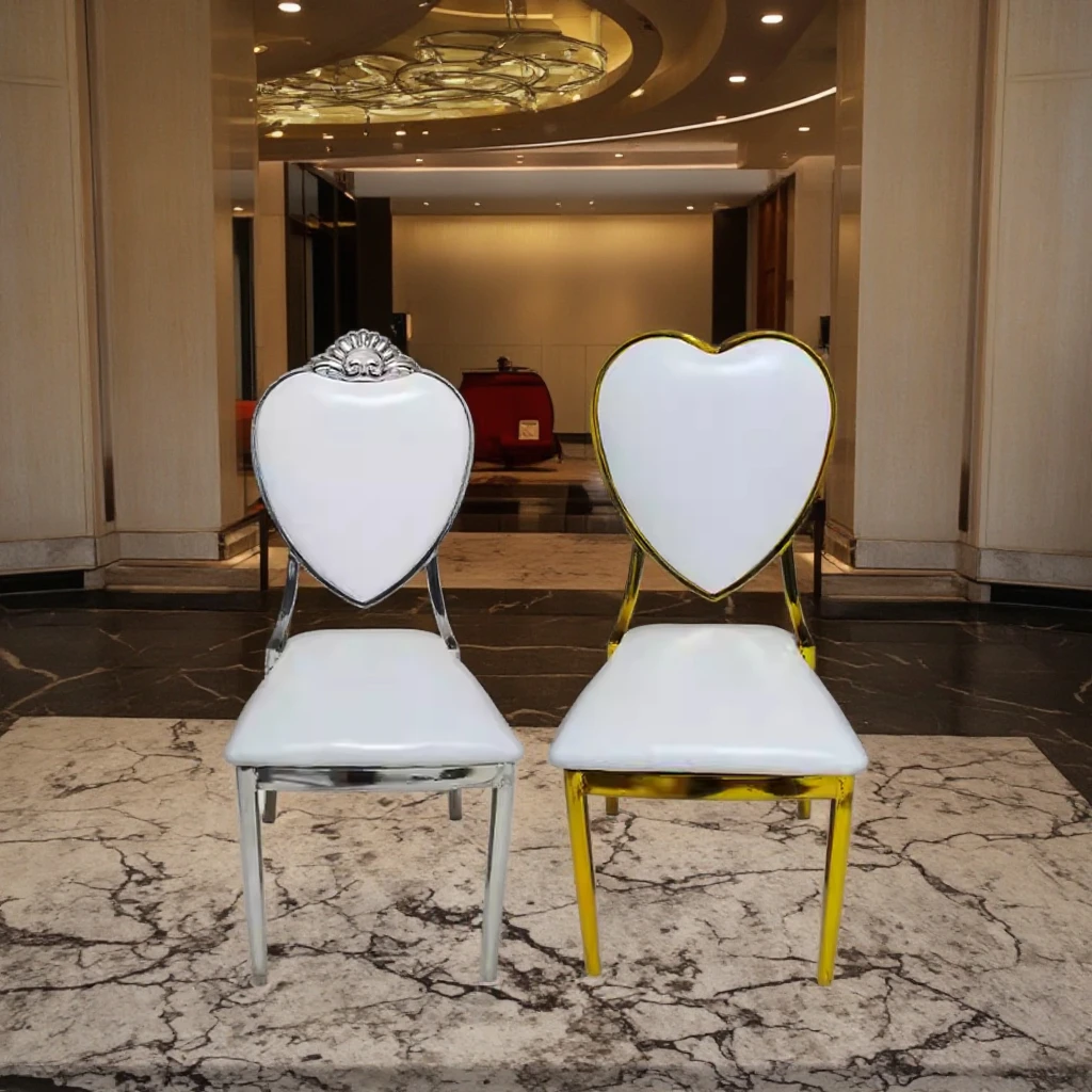 

Heart-Shaped Sun Chair for Outdoor Weddings and Hotel Banquets Metal Backrest for Restaurants and Theme Cafes