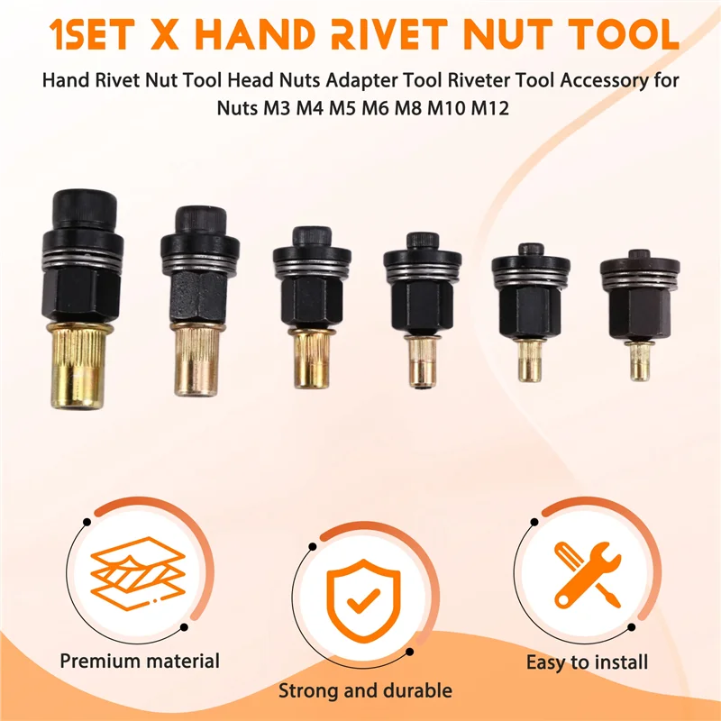 ABZY-Hand Rivet Nut Tool Hand Riveting Tool Nuts Adapter Tool For Nuts M3 M4 M5 M6 M8 M10 M12 Riveter Tool