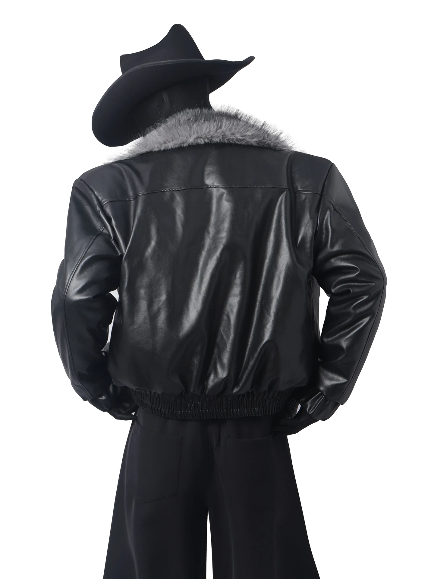 الرجال 2025 الخريف جديد النمط الأمريكي شخصية كبيرة فو الفراء طوق موضة الربط سترات على الوجهين ارتداء معاطف سميكة #4