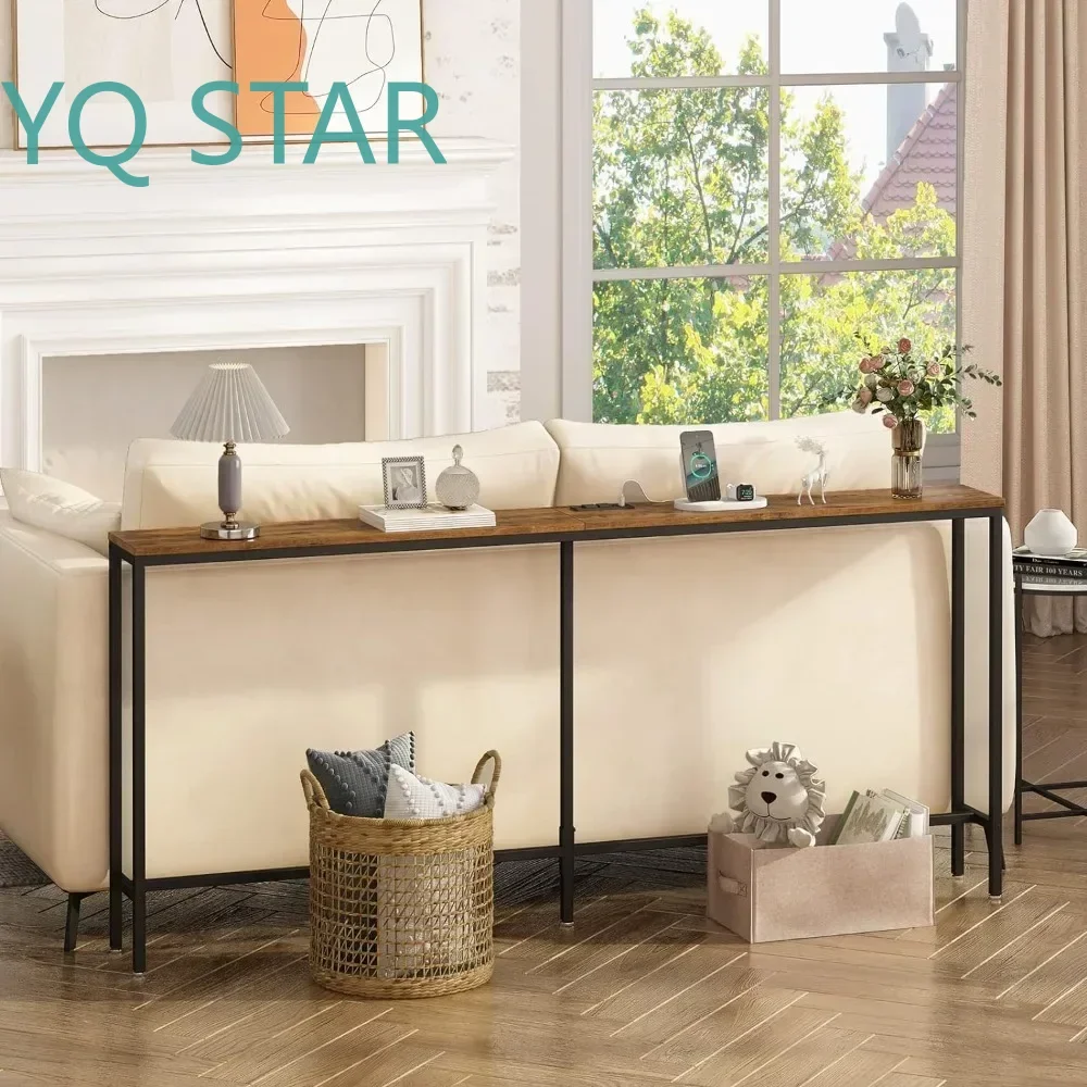 Slim Console Table with USB Outlets and Charging Station for Living Room Sofa Entryway Hallway Behind Couch Modern Narrow