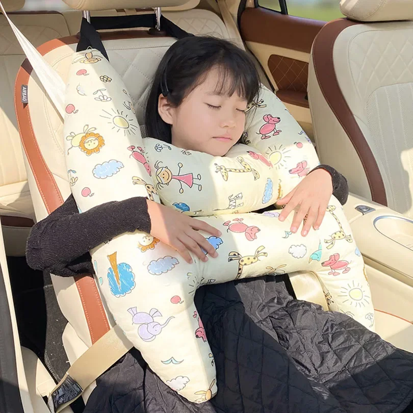Car Safety Seat Neck Pillow Cute Ultra-Soft Kid and Adult Car Sleeping Head Support H-Shape Travel Pillow Cushion Child Tools