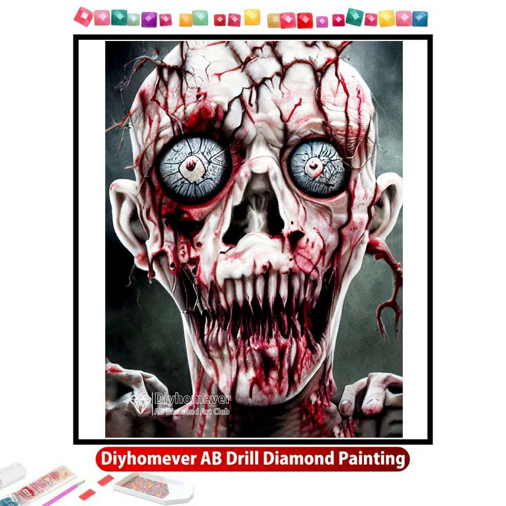 Horrific Zombie 5D AB Diamond Painting Embroidery Mosaic Full Square Round Cross Stitch Craft Handmade Rhinestones Home Decor