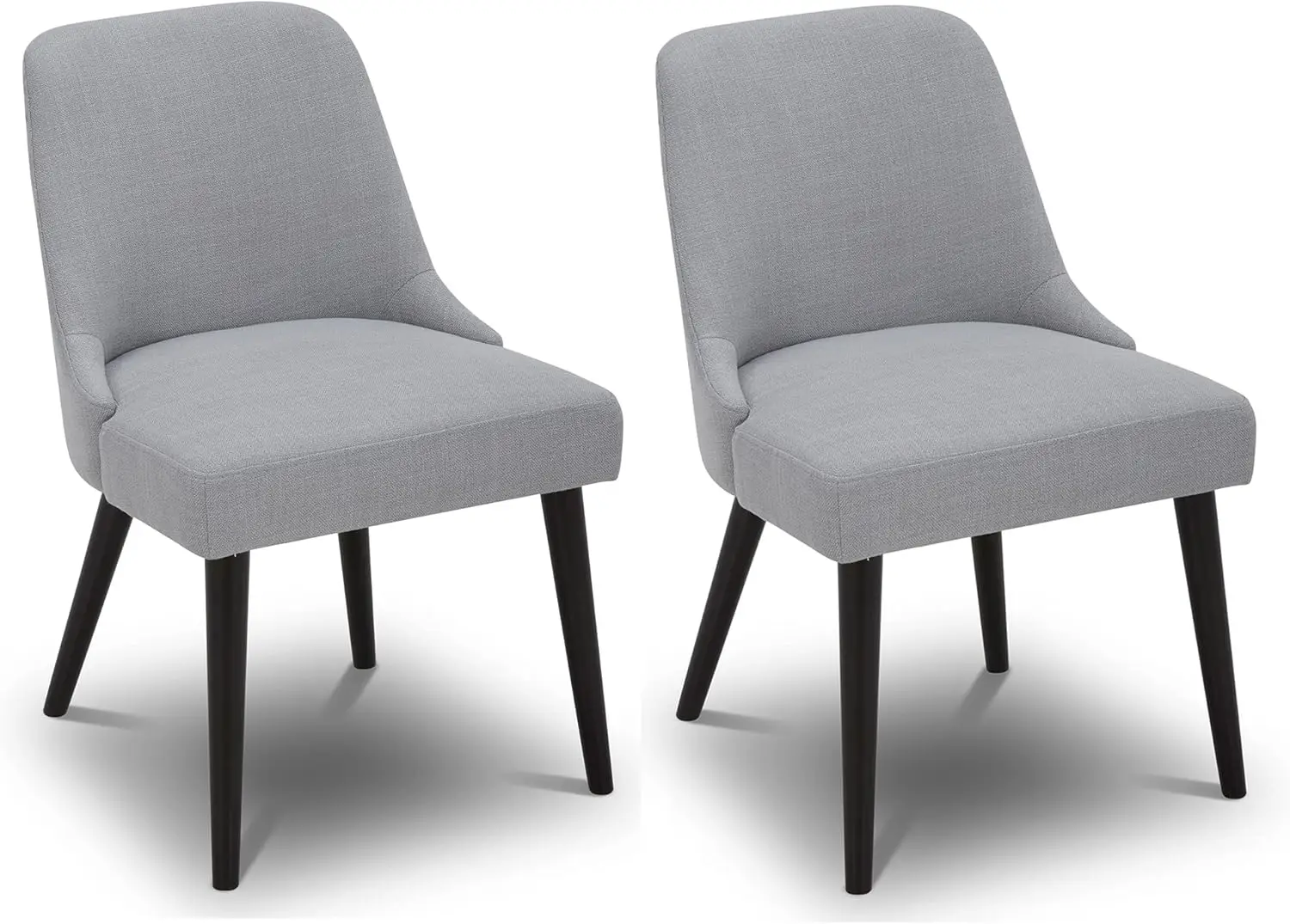 Mid-Century Modern Dining Chair Upholstered Fabric Accent Chairs Set of 2 Light Grey in Performance Fabric