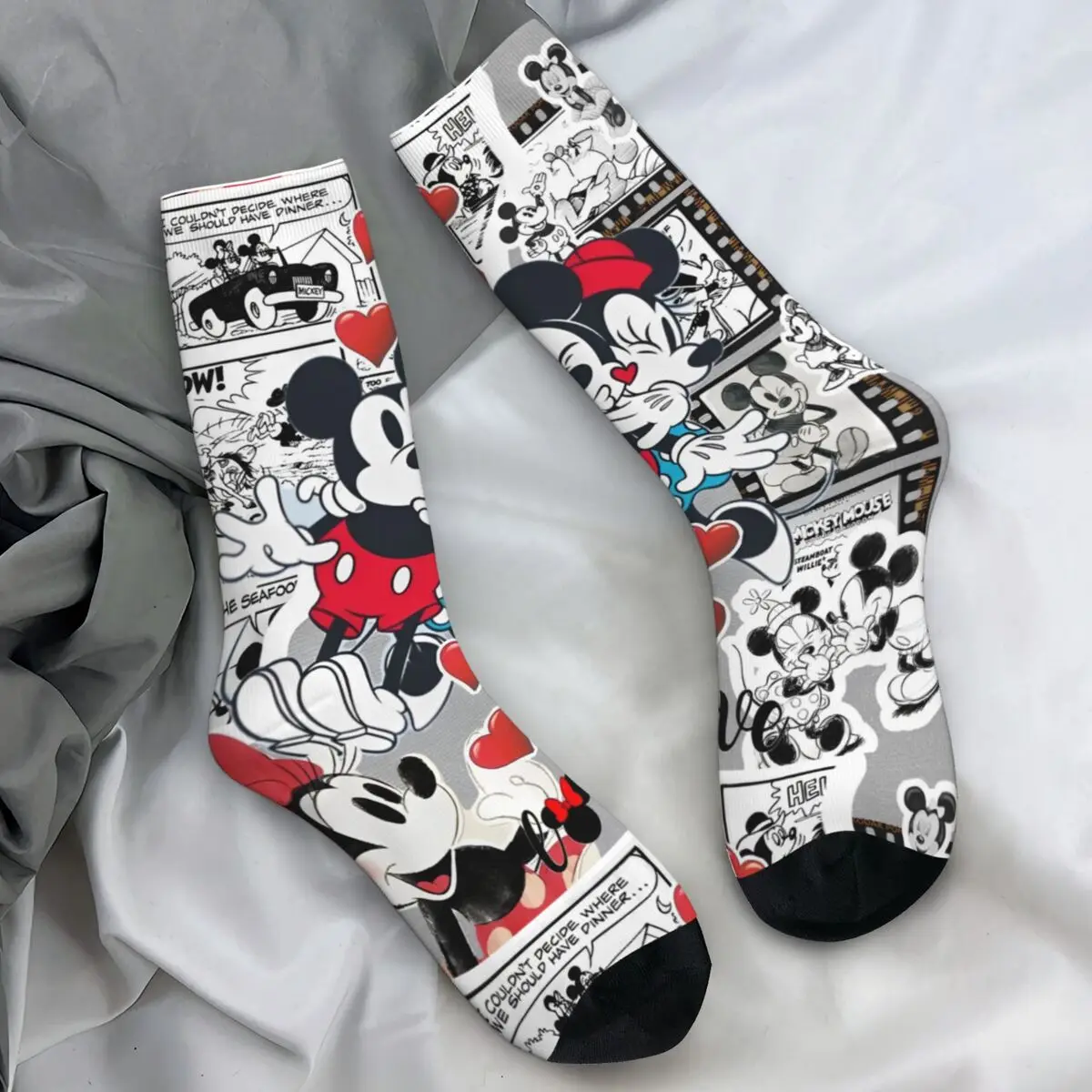 Mickey Mouse Stockings Cute Cartoon Custom Leisure Socks Winter Non Slip Socks Men Outdoor Sports Medium Soft Socks