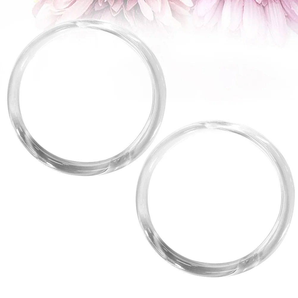 

2Pcs Circular Handbag Handles Eco-Friendly Plastic DIY Bag Accessories 10cm Inside Diameter Transparent Stylish Unique Design