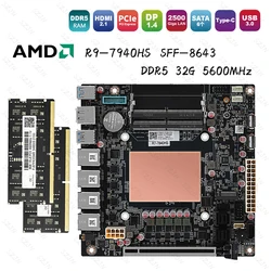 AMD Ryzen 9 7940HS Motherboard ITX Nas Storage 9-Bay 2.5G LAN 4x I226-V 2xNVME with 2x16GB DDR5 5600MHz Soft Router