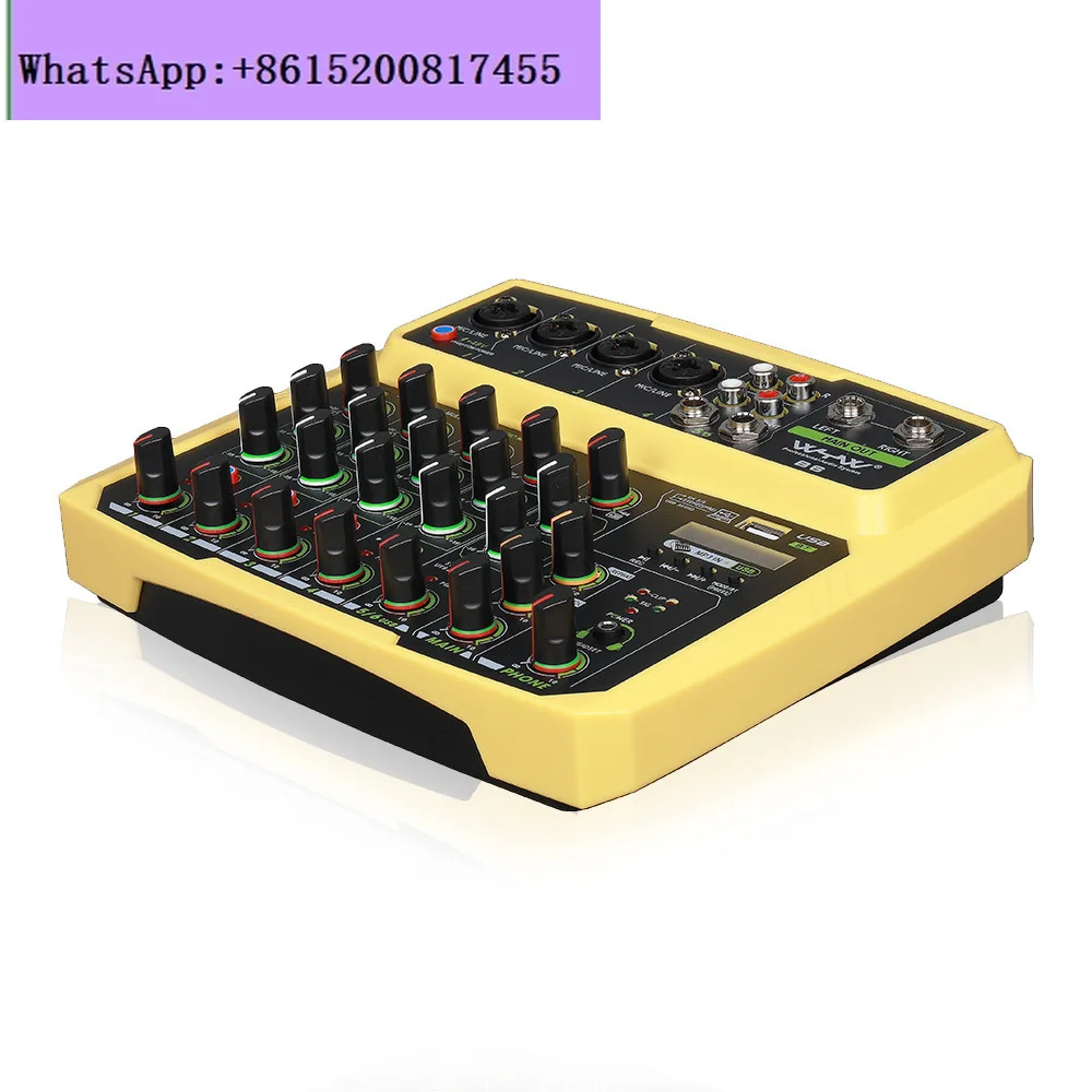 

6-Way mixer for musical instruments, performance, guitar, built-in sound card