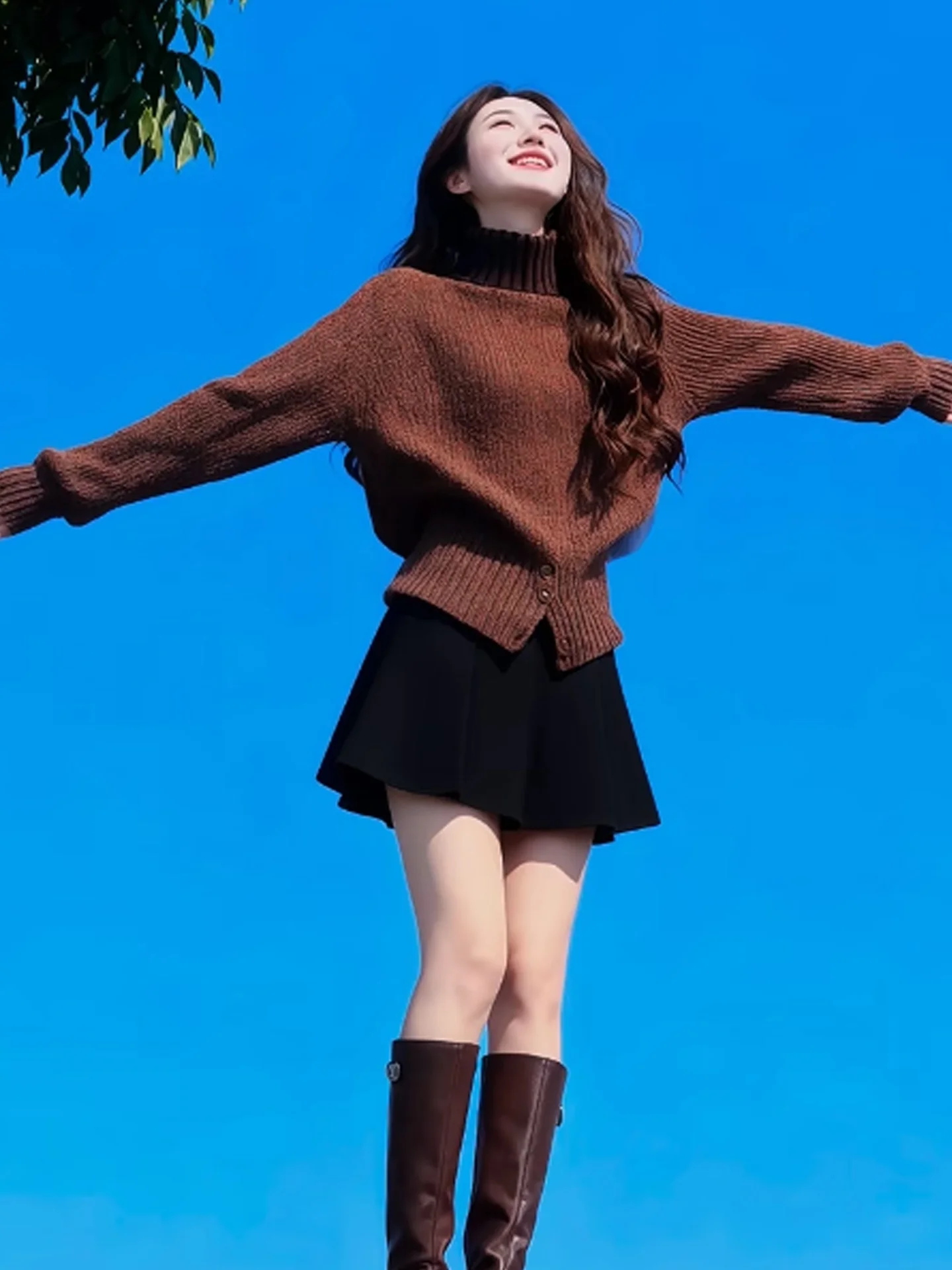 

Winter Design Knitted Long Sve Camere Top Waist-Cinching High Ne Overhead Pure Color Versatile Korean Sle Loose Fit