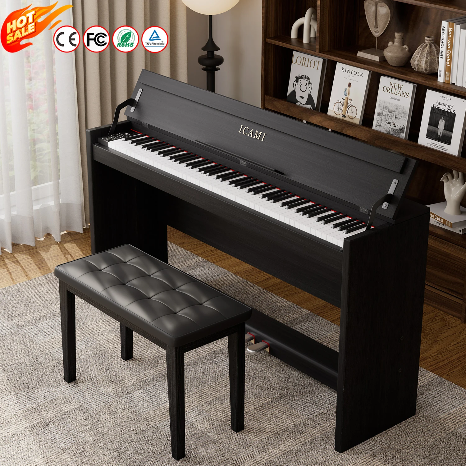 

Full-Size 88 Key Weighted Hammer Action Digital Piano - Professional Vertical Electronic Keyboard for Home Studio