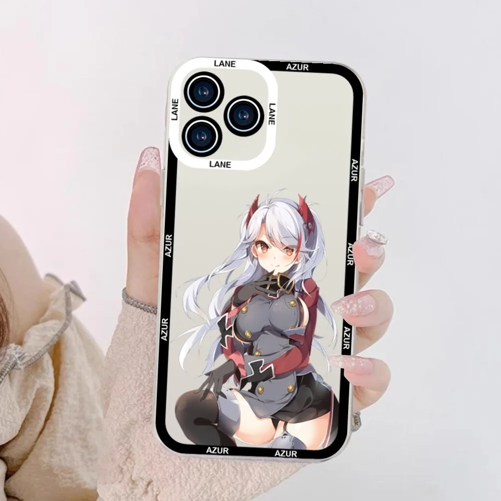 Azur lane prinz eugen telefon hülle für iphone 11 12 mini 13 14 15 pro max transparente schale