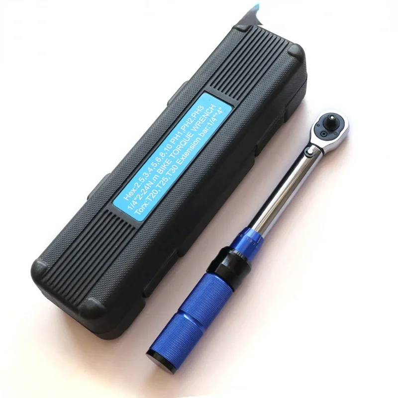 Bike Torque Wrench 1/4\'\' Preset Torque Wrench Set of Torque 2-25Nm Bicycle Hex Wrench Repair Kit