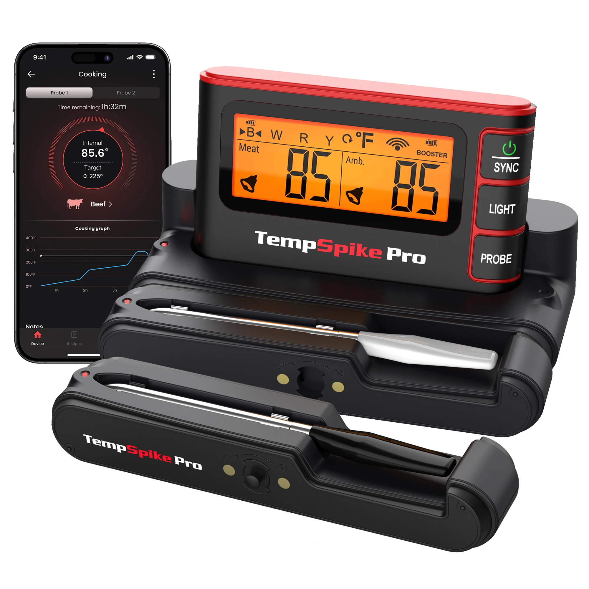

TempSpike Wireless Meat Thermometer Digital with App WiFi & Bluetooth BBQ Grill Thermometer