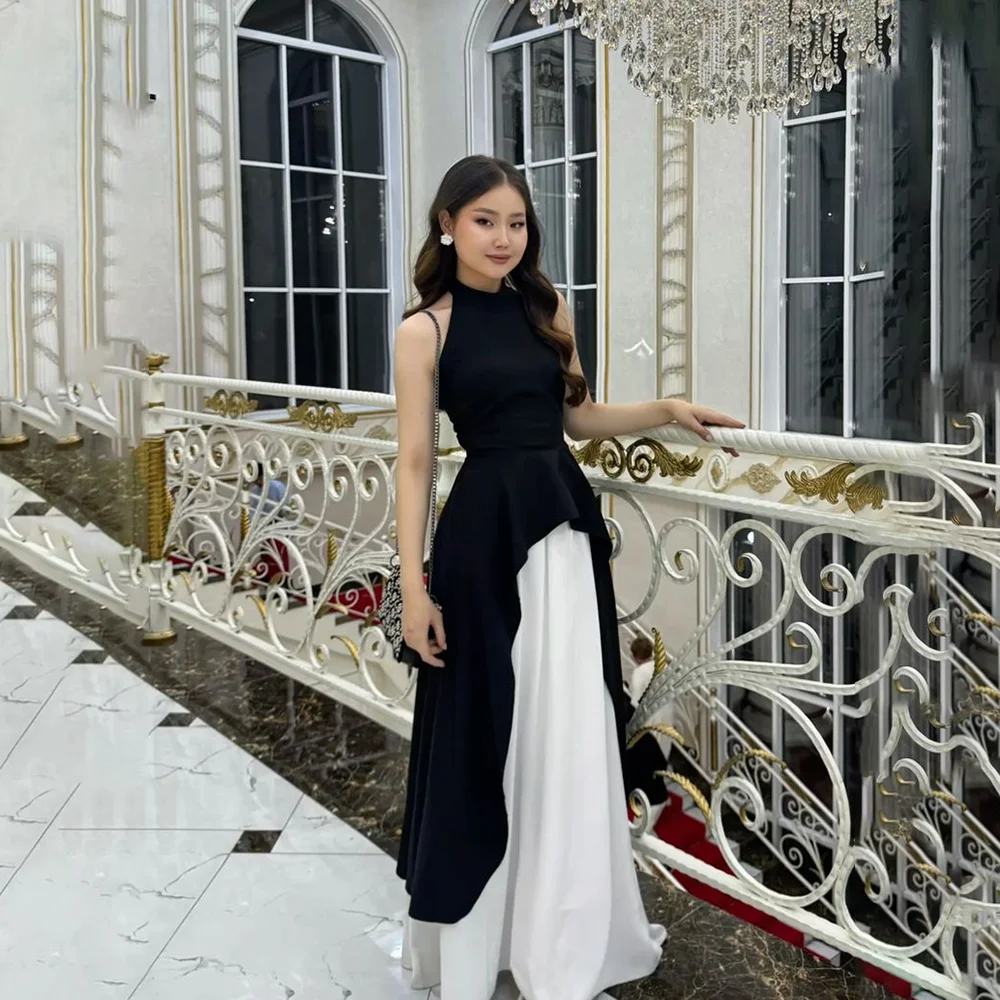 Vestidos De fiesta largos sin mangas con cuello redondo, elegantes y personalizados, línea A, largo hasta el suelo, vestido De noche Formal sencillo, Vestidos De Gala