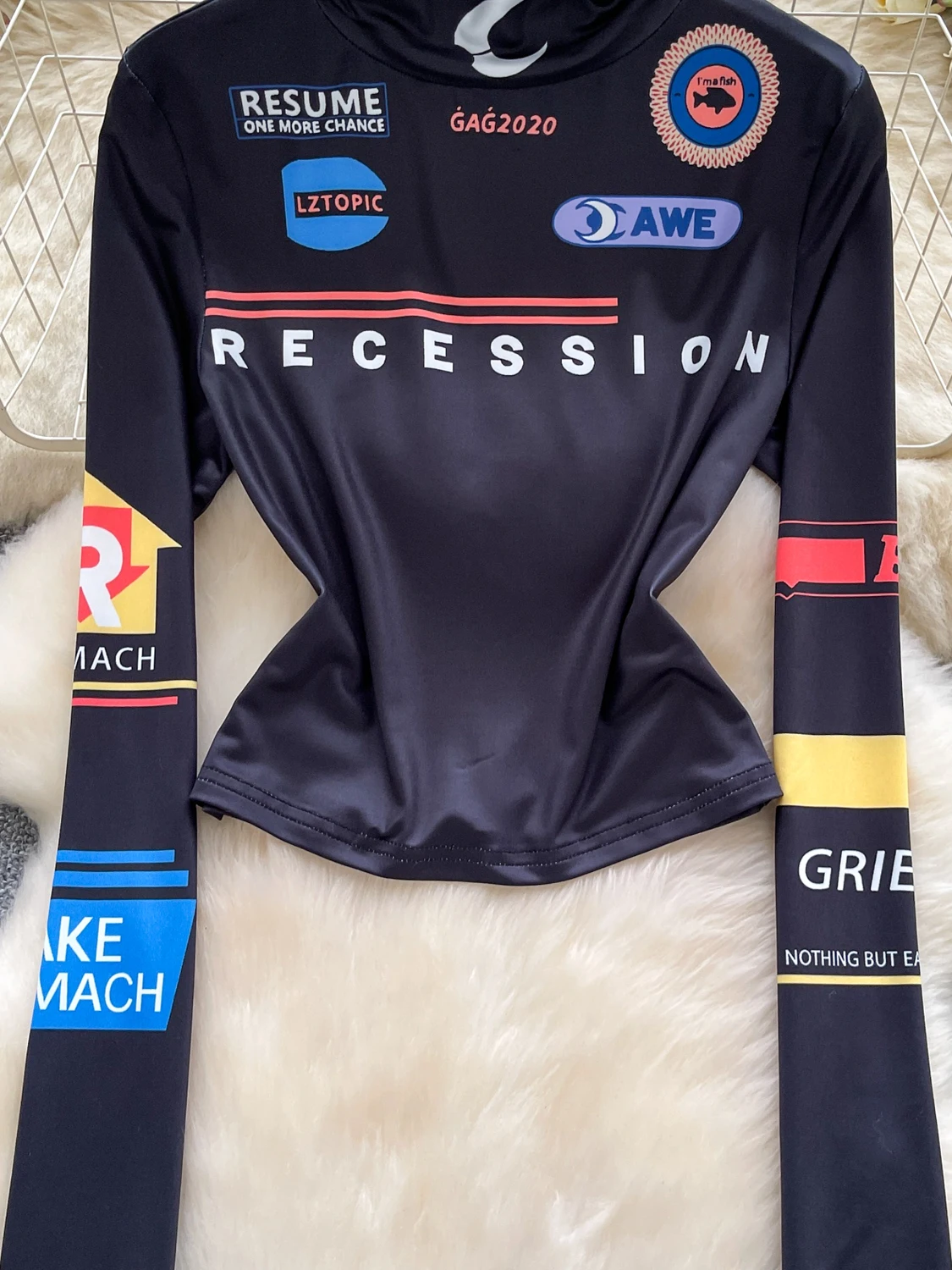 تي شيرت نسائي بقصة ضيقة وياقة عالية طويلة Sve تي شيرت نسائي مطبوع عليه قاعدة ort Sle irt للخريف وفقدان الوزن متعدد الاستخدامات... #3