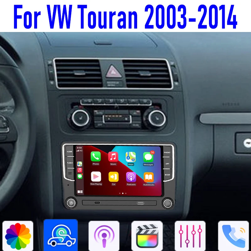 

7'' For VW Touran 2003-2014 Wireless Apple Carplay Android 13 Auto Head Unit Car Stereo Radio Intelligent System GPS 64GB WIFI