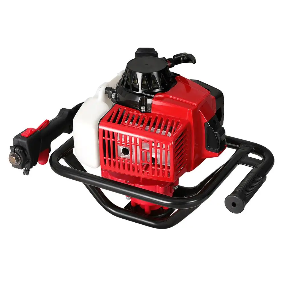 &Petrol Powered Post Hole Digger Motor Only Red Heavy Duty Earth Auger Engine
