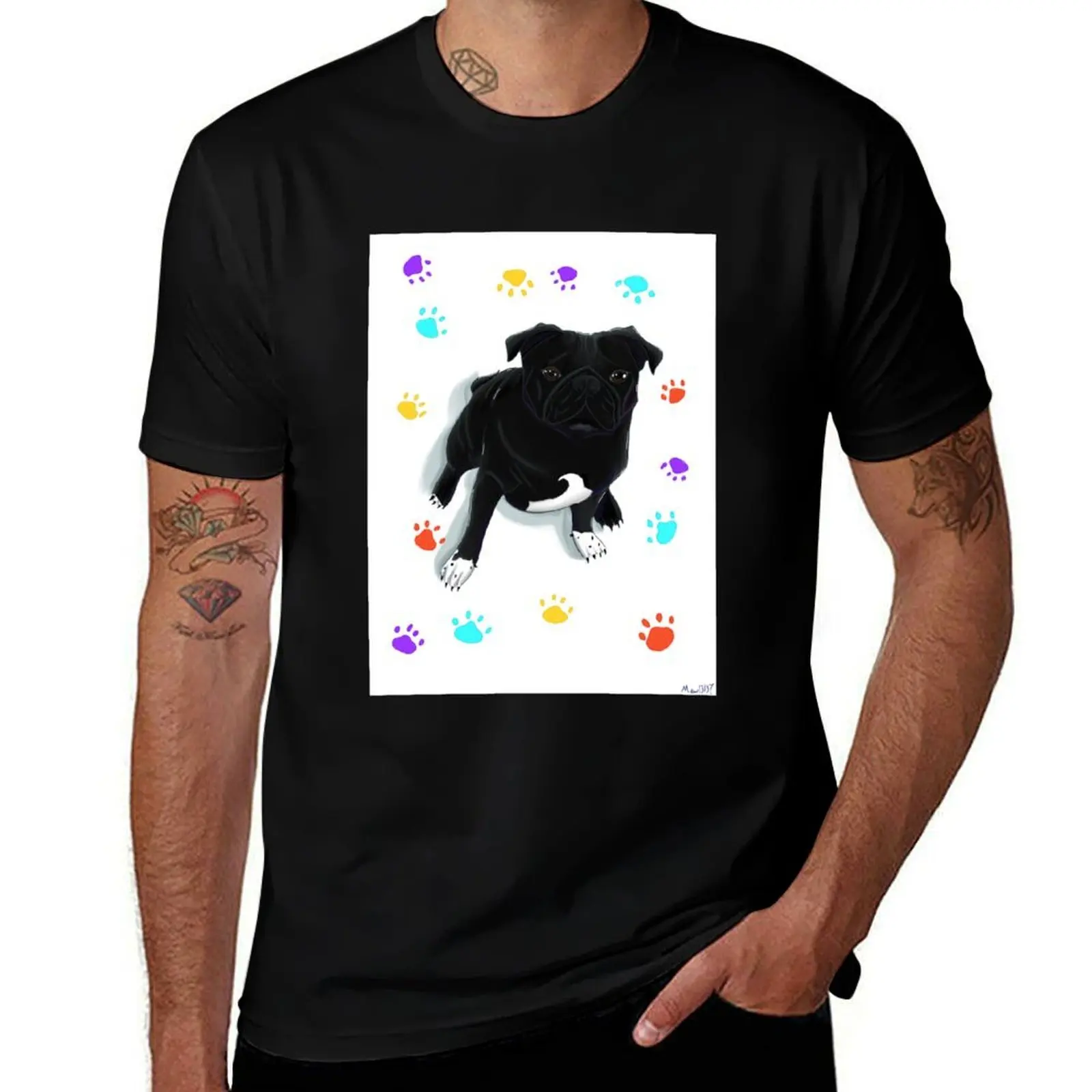 

Black Pug T-Shirt t shirts for man graphic tees t shirts for man pack cotton cotton t shirts high quality T-Shirt