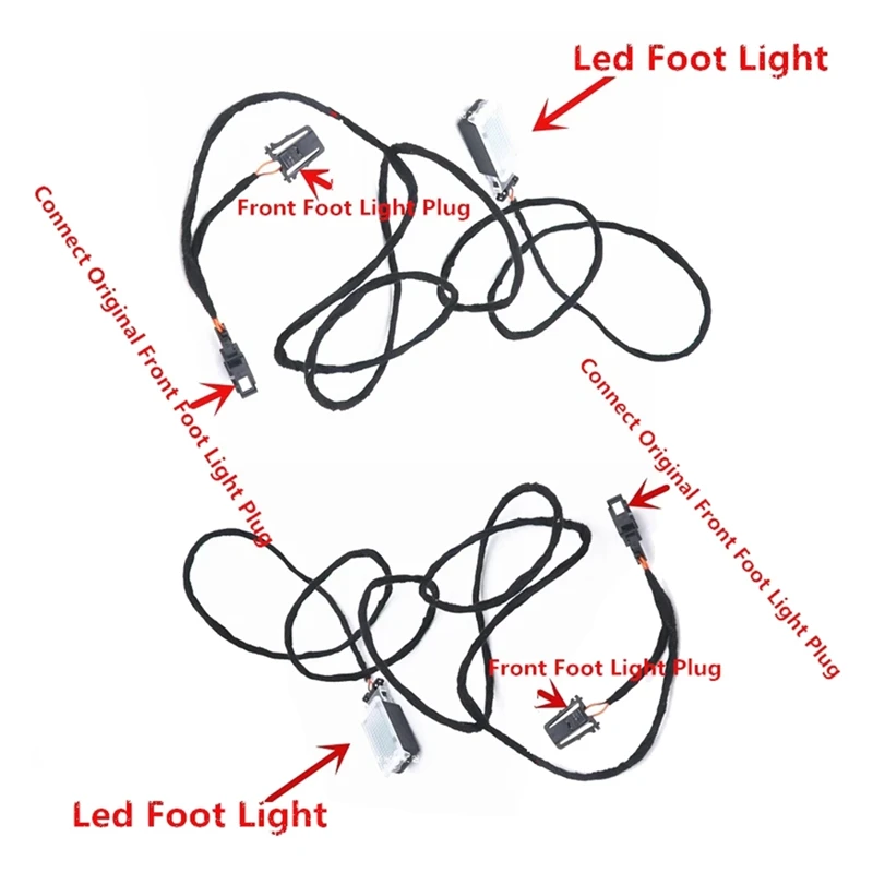 2X Car Interior LED Footwell Light Foot Lamp Cable Harness For PASSAT B7 B8 CC Golf 7 MK7 7.5 Jetta Tiguan MK2 5GG947409