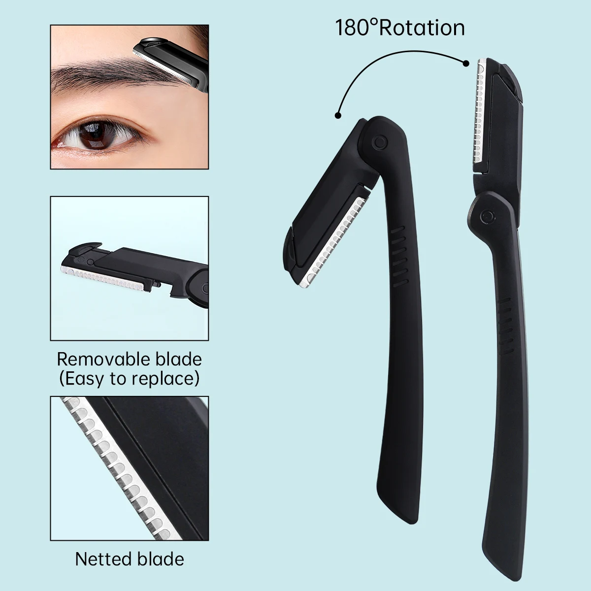 10-piece eyebrow trimmer set includes scissors, tweezers, eyebrow shaver, eyebrow comb and eyebrow clip,  daily makeup tool set