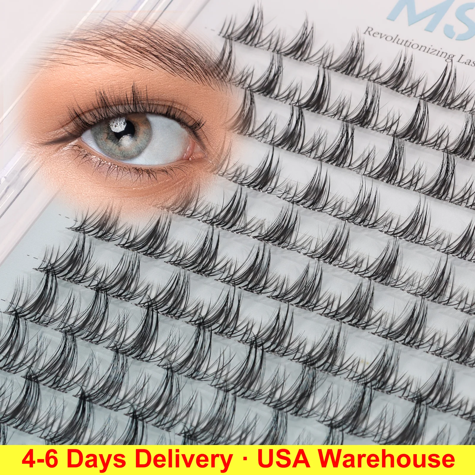 

Mscici Lashes Clusters Kit For Sensitive Eyes Natural Lite Manga DlY Natural Anime Waterproof Latex-Free Clear Lash Glue/Band