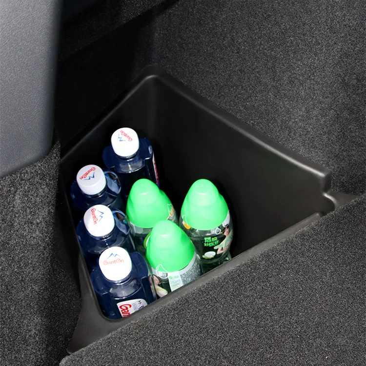 Car Trunk Side Storage Box For Tesla Model Y 2018-24 Hollow Cover Organizer Flocking Mat Partition Board Stowing Tidying