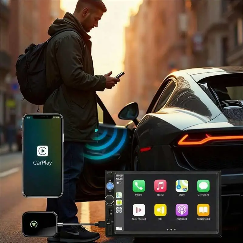 

Беспроводной адаптер CJSD-2 2-в-1 для CarPlay: Wi-Fi, Bluetooth, Smart Box, преобразователь проводного подключения в беспроводное, мультимедийный адаптер-плеер (Plug & Play)