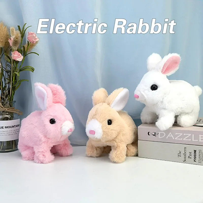 1pcs Robot Bunny Electronic Plush Rabbit Toy Walking Jumping Running Animal Shake Ears Cute Electric Pet for Kids Birthday Gifts