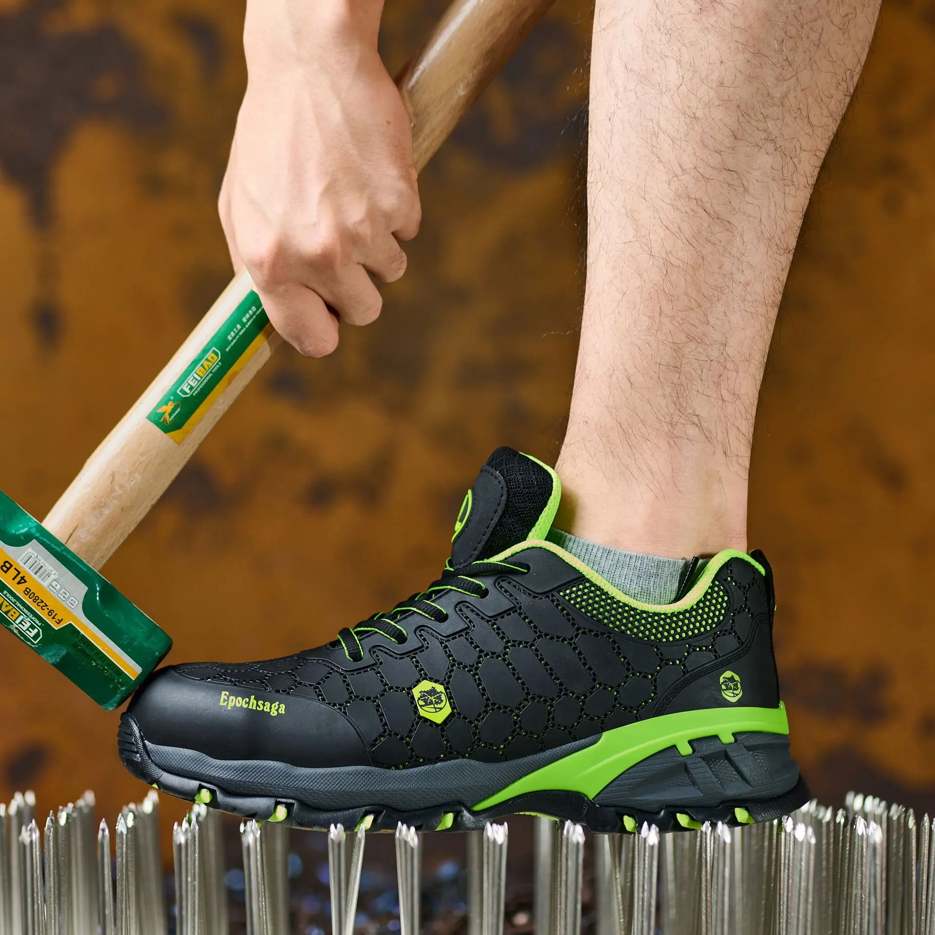 

Safety Shoes for Men Outdoor Hiking Shoes Steel Toe Anti Smash Anti Puncture KPU Upper Wear Resistant Low Work Shoes