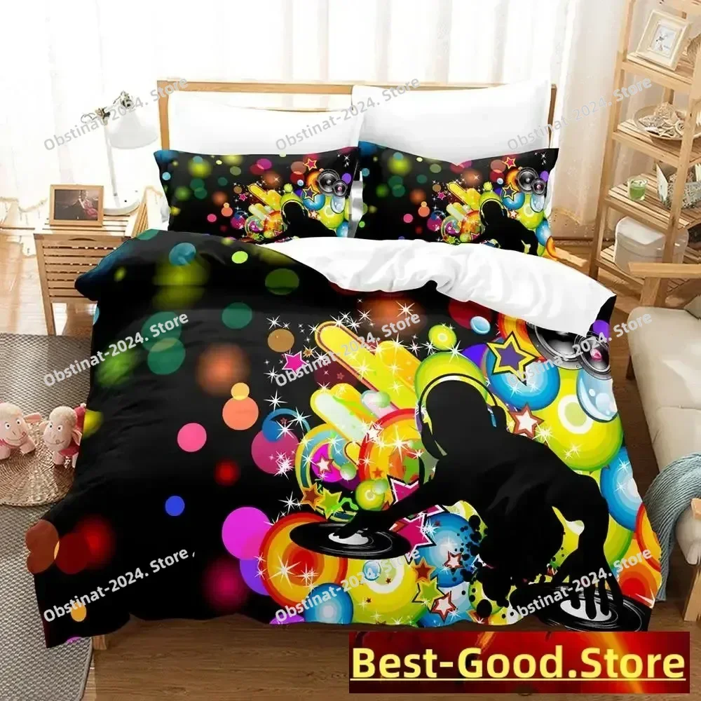 

2023 Personality Music DJ Rock Bedding Set Single Twin Full Queen King Size Bed Set Adult Kid Bedroom Duvetcover Sets Anime